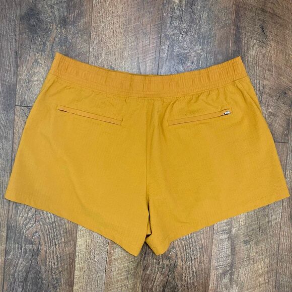 Athleta Textured Brooklyn Short In Tuscan Gold Mustard Yellow Activewear sz 16 - Picture 3 of 10